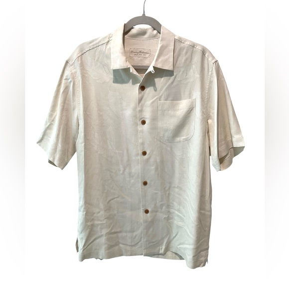 Tommy Bahama Rio Fronds Hawaiian Cream Silk Shirt Men S NWT $98 Original Fit - Picture 1 of 8